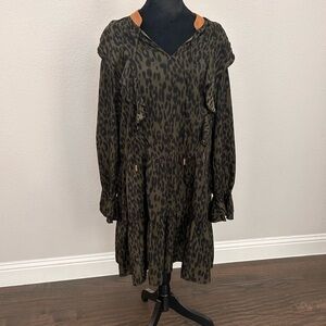Green Leopard THML Anthropologie dress